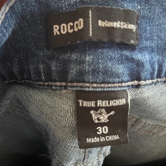 True Religion Rocco Relaxed Skinny Blue Stretch Cotton Denim Jeans Size 30 - Picture 6 of 8
